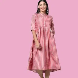 kfashionbh Women A-line Pink Maxi/Full Length Dress image 1