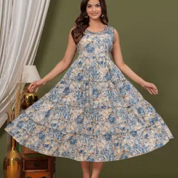 shreeshyam Printed Cotton Rayon Stitched Anarkali Gown image 5