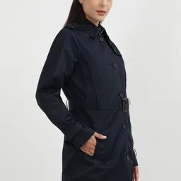 Tommy Hilfiger Spread Collar Pure Cotton Longline Trench Overcoat image 3