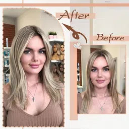 getvock 5 Clip hair Middle Partition Straight Synthetic Topper 22 Inch (Brown Color) Hair Extension image 3