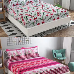 n g products Polycotton Double Flat 160 TC 3D Printed Bedsheet-picture-16