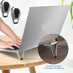 SOJUBA 2Pcs Adjustable Folding Laptop Stand Mini Cooling Pad Laptop Desk Holder Aluminium Floor and Desk Stand Rotatable Laptop Keyboard Stand Holder Aluminium Floor and Desk Stand Rotatable Laptop Stand Compatible with Universal Laptops image 4