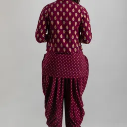 sheesham Women Viscose Rayon Kurta Dhoti Pant Ethnic Jacket Set image 2