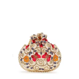 Anekaant Set of 2 Floral Embroidered Potli Clutches image 4