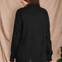 metronaut Women Oversized Fit Self Design Spread Collar Casual Shirt image 2