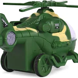 arsdewy Push and Go Friction Army Helicopter Toy with Movable Pilot Toy image 2