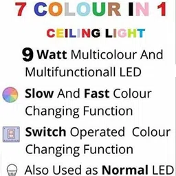 amysty 9 Watt 7 Colour in 1 Pack of 6 Ceiling Light / Downlight / Conceal light (Red,Blue,Pink,Yellow,Green,White,Orange) Recessed Ceiling Light Ceiling Lamp image 2