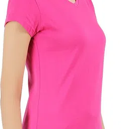 ap'pulse Pack of 2 Women Solid V Neck Pure Cotton Pink, Grey T-Shirt image 2