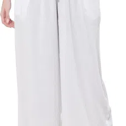 a & h Women Regular Fit White Viscose Rayon Trousers-picture-16