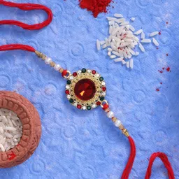 live evil Thread Fascinating Gold plated Jaipuri Beads Work Rakhi for Brother Sister with Raksha Bandhan Greeting Card having Traditional Ethnic Unique Design Specially Hand Made by Indian Craftsmen Assorted Greeting Card, Rakhi Set-picture-14