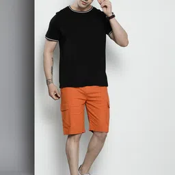 the indian garage co. Solid Men Orange Cargo Shorts image 5