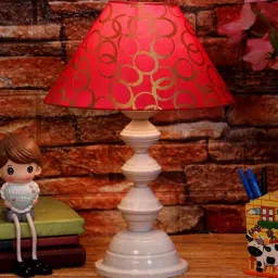 Red & Gold Shade Table Lamp With Metal Base By Foziq-picture-26