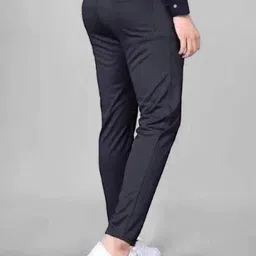 clothess stores Pack of 2 Men Regular Fit Black Lycra Blend Trousers image 3