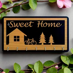 hs designing dreams Sweet Home Wooden Key Holder for Wall | 7 Hooks N43 Wood Key Holder image 3