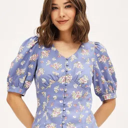 harpa Casual Balloon Sleeve Printed Women Multicolor Top-picture-12