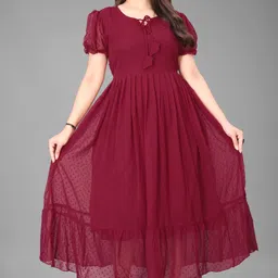 setsuf Women Pleated Red Maxi/Full Length Dress-picture-28