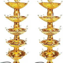 vonc 5 Layer Electric Gold LED Plastic Diya For Temple (Pack of 2) (Height: 14 inch) Plastic (Pack of 2) Table Diya Set-picture-19