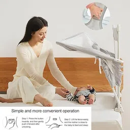 safekido Tender Touch Bedside Crib | Adjustable Co-Sleeper Baby Bedside Crib image 3