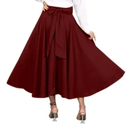 riddhifashion Women Solid Flared Maroon Skirt-picture-42