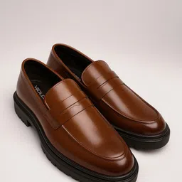voolio Classic Tan Leather Loafers Loafers For Men-picture-16