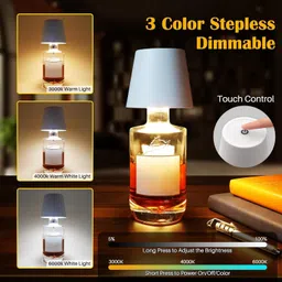 cartspace LED Rechargeable Dimming Touch Wine Lamp Table Lamp Table Lamp image 2