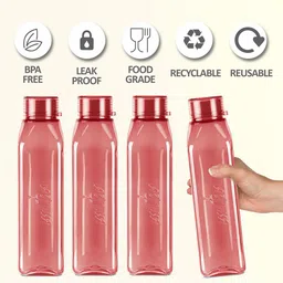 Milton Set of 4 Burgundy Prime 1000 Pet Water Bottle  BPA Free 1 Litre Each image 2