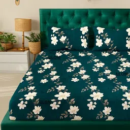 ulom Woolen King Fitted (Elastic) 350 TC Floral Bedsheet-picture-11