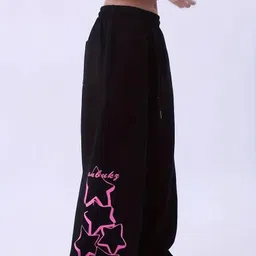 ochub Women Printed Black Track Pants image 3