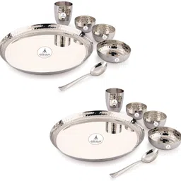 Pack of 12 Stainless Steel Dinner Set | Heavy, Food Grade, Elegant , Hammered Dinner Set-image-14
