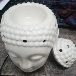 aatiutik Lavender, Rose Ceramic Buddha Head (Made In India) Electric Aroma Oil with Aroma Diffuser Set image 2