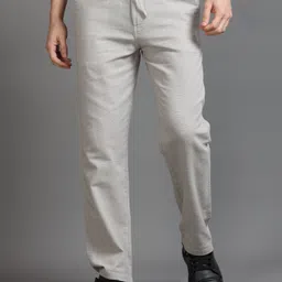 Men Relaxed Silver Pure Linen Trousers-image-18