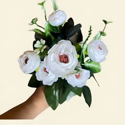 Akaar White & Green Peony Artificial Flower image 4