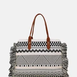 Maisha Ethnic Motifs Printed Structured Shoulder Bag with Fringed image 3