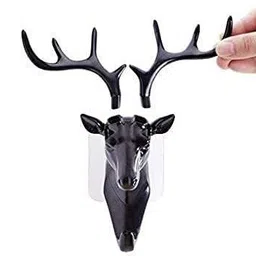 rowbox Deer Head Self Adhesive Wall Door Sticky Holder Hook Pack of 2 Plastic Key Holder image 2