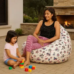 style homez 4XL Classic Cotton Canvas Abstract Printed Teardrop Bean Bag With Bean Filling image 4