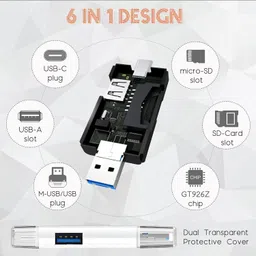 DIGICLIMBER 6 in 1 with OTG, SD Card Reader, USB Type C, USB 3.0 & Micro USB for Memory Card Card Reader image 4
