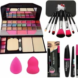 fozzby 6155 Makeup Kit & Brush + 2 Pc Blender Puff and 3 in 1 Kajal + Mascara +Eyeliner-picture-26
