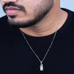 zalkari 925 Sterling Silver Radha Krishna pendant chain for mens & womens Rhodium Sterling Silver Locket image 4