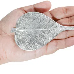 dhruvs collection 925 Silver Pipal Patra-Peepal Leaf for Vishnu ji Pooja&Mandir Decoration Purpose Decorative Showpiece - 4 cm image 2