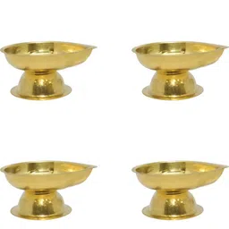 rjd Round Shape Diya With Stand Pure Brass (Pack of 4) Table Diya Set-picture-31