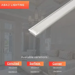 abaj Rectangular Conciled 1M Profile Channels Without LED Straight Linear (18x6mm) 0 W 1 cm Tube Light image 4