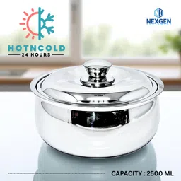 nexgen houseware Stainless Steel Double Wall Polyurethane Insulated Belly Hot-pot Serve Casserole Set image 3