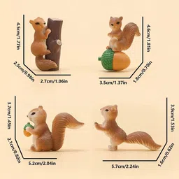 hasthip Mini Squirrel Figurines Set of 4 Cute Animal Miniatures for Home Decor Gift Decorative Showpiece - 1.8 cm image 2