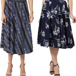 Women Printed A-line Multicolor Skirt-image-36