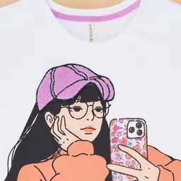 Pantaloons Junior Girls Graphic Printed Cotton T-shirt image 3