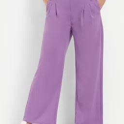 next one Women Loose Fit Purple Polyester Trousers-picture-15