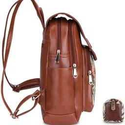 the clownfish Small 10 L Backpack Combo Of Minerva Faux Leather & Tapestry image 3