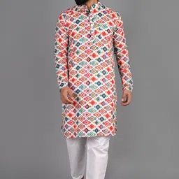 fubar Men Printed Cotton Blend Straight Kurta image 4