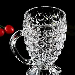 baluda Pack of 6 Glass Pineapple Shaped Juice Glasses, Drinking Glass Set, Crystal Clear, Fancy Glass with Handle for Drinking Water, Juice, Cold Drink, Whiskey, Wine, Liquor image 2