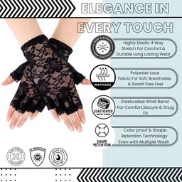 neska moda Floral Print Protective Women Gloves image 2